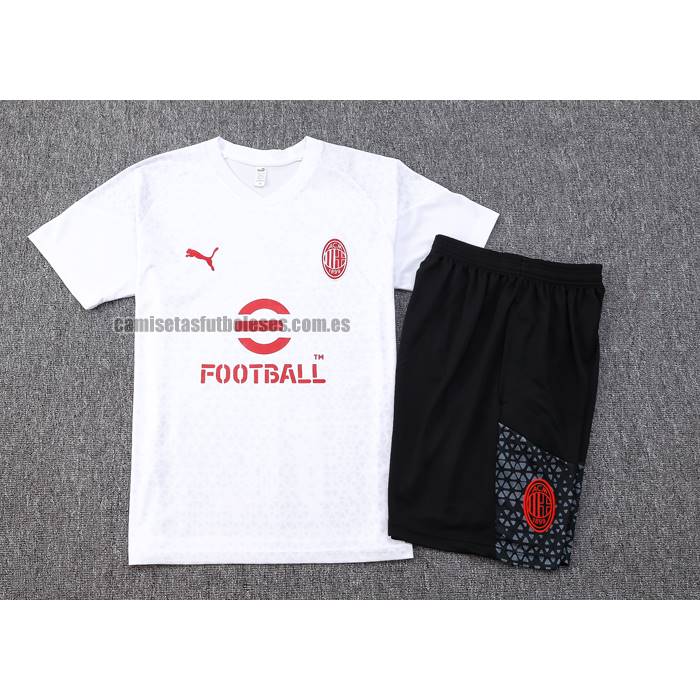 Chandal del AC Milan Manga Corta 2023 2024 Blanco - Pantalon Corto